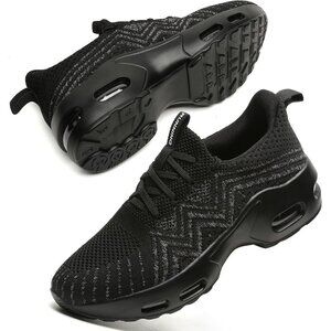 🆕Women's Black-Grey Lightweight Mesh Running Sneakers Walking Athletic Shoes